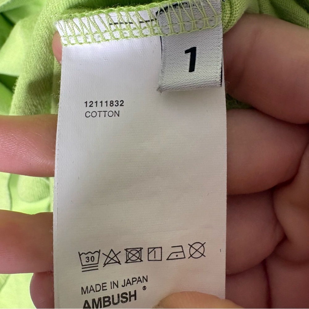 Ambush Neon Green Utility Waist Pocket T Shirt Small AW19 Japan - Picture 8 of 11